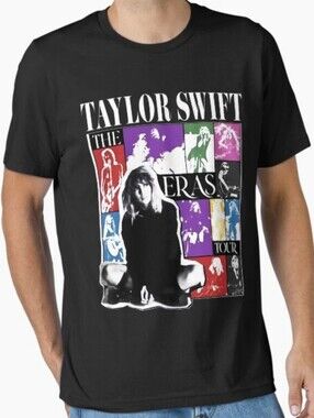 🦋5/25$ Taylor Swift Gildan Black Crew Neck T-Shirt with Silver Tag